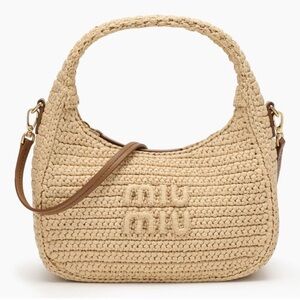 MIU MIU Wanderer Raffia Bag